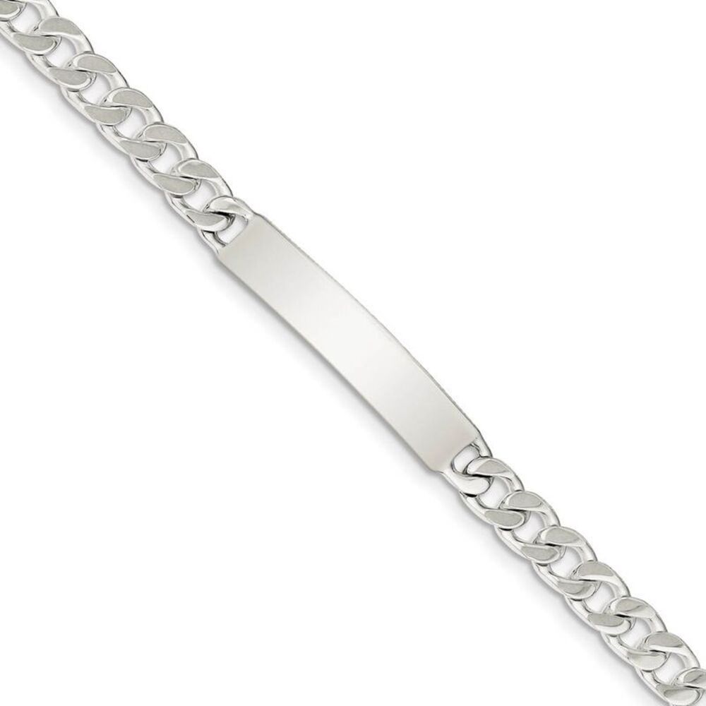7mm Sterling Silver Polished Engravable Curb Link I.D. Bracelet, 7 In.